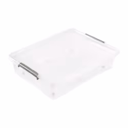 Boîte de rangement stockage à roulettes LARS Clipbox 76x57x18cm 61L transparent Keeeper