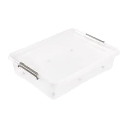 Boîte de rangement stockage à roulettes LARS Clipbox 76x57x18cm 61L transparent Keeeper