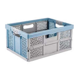 Boîte de rangement pliante - KEEEPER - LEA - 32L - Bleu - Poignées souples