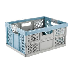 Boîte de rangement pliante - KEEEPER - LEA - 32L - Bleu - Poignées souples
