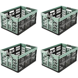 Keeeper - 4x Casier Pliant Professionnel avec Poignées Souples, 54 x 37 x 28 cm, 4x 45 l, Ben, Crème/Taupe - Vert nordique