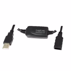 LogiLink 15M USB 2.0 - USB 2.0 M/F, 15 m, USB A, USB A, USB 2.0, Mâle/Mâle, Noir