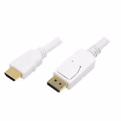 LogiLink 2m, HDMI-DP, 2 m, HDMI, DisplayPort, Or, 1920 x 1080 pixels, Blanc