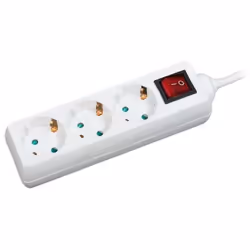 Multiprise blanche avec rallonge 1.4m - parafoudre - 3 prises Schuko 230V AC 16A Tension de fonctionnement maxi: 230V AC Cour ...