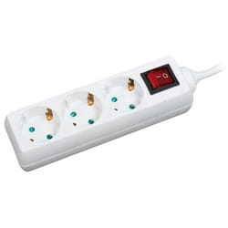 Multiprise blanche avec rallonge 1.4m - parafoudre - 3 prises Schuko 230V ac 16A