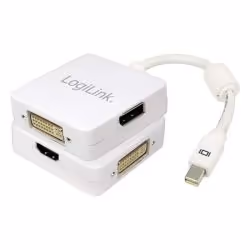 LogiLink CV0045, Mini DisplayPort, DisplayPort + DVI + HDMI, Mâle, Femelle, Blanc, 1/3