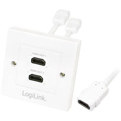Logilink - Bloc 2 prises murales encastrables - hdmi - blanc
