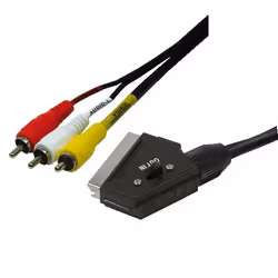 LogiLink Scart - RCA, 2m, 2 m, SCART (21-pin), 3 x RCA, Noir, Polyvinyl chloride (PVC), Mâle/Mâle