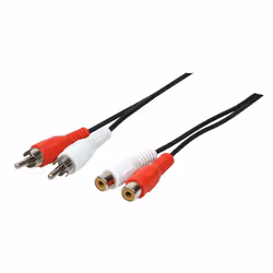 LogiLink 2xRCA - 2xRCA, 5m, 2 x RCA, Mâle, 2 x RCA, Femelle, 5 m, Noir