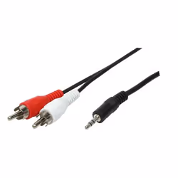 LogiLink 1x3.5mm - 2xRCA, 1.5m, 3,5mm, Mâle, 2 x RCA, Mâle, 1,5 m, Noir