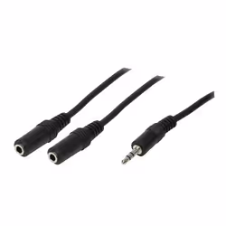 LogiLink 1x3.5mm - 2x3.5mm, 0.2m, 3,5mm, Mâle, 2 x 3.5mm, Femelle, 0,2 m, Noir