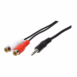 LogiLink 1x3.5mm - 2xRCA, 0.2m, 3,5mm, Mâle, 2 x RCA, Femelle, 0,2 m, Noir