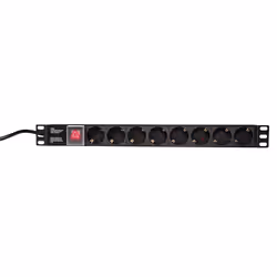 LogiLink PDU8C01, Basique, 1U, Aluminium, Noir, 8 sortie(s) CA, Type F