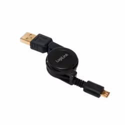 LogiLink CU0090, 0,75 m, USB A, Micro-USB B, USB 2.0, Mâle/Mâle, Noir