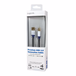 LogiLink 2m, USB2.0-A/USB2.0-B câble USB USB A USB B Noir