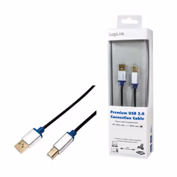 LogiLink 2m, USB2.0-A/USB2.0-B câble USB USB A USB B Noir - Vue supplémentaire 4