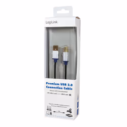 LogiLink 3m, USB2.0-A/USB2.0-B câble USB USB A USB B Noir
