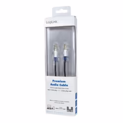 LogiLink BASC15, 3,5mm, Mâle, 3,5mm, Mâle, 1,5 m, Noir, Bleu, Gris