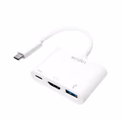 LogiLink 0.14m, 2xUSB-C/HDMI+USB A, Blanc, 1920 x 1080 pixels, 0 - 45 °C, -10 - 70 °C, 59,1 mm, 40,2 mm