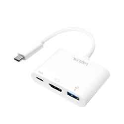 LogiLink 0.14m, 2xUSB-C/HDMI+USB A Blanc