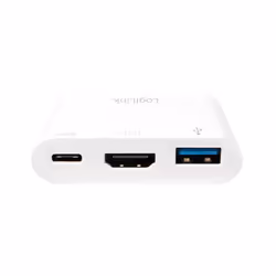 LogiLink 0.14m, 2xUSB-C/HDMI+USB A Blanc