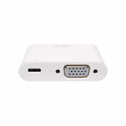 LogiLink 0.14m, 2xUSB-C/VGA adaptateur graphique USB 1920 x 1200 pixels Blanc