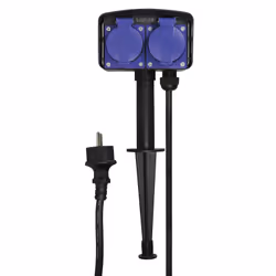 LogiLink LPS214, 2 m, Extérieure, IP44, Noir, Bleu, RoHS, 2 sortie(s) CA