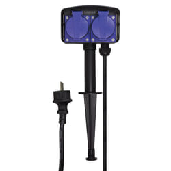 LogiLink LPS214 multiprise 2 m 2 sortie(s) CA Extérieure Noir, Bleu
