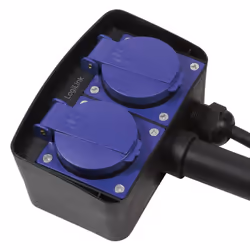 LogiLink LPS214 multiprise 2 m 2 sortie(s) CA Extérieure Noir, Bleu - Vue supplémentaire 4