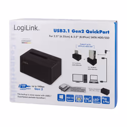 LogiLink QP0027 Station d'accueil de disques de stockage USB 3.2 Gen 2 (3.1 Gen 2) Type-C Noir
