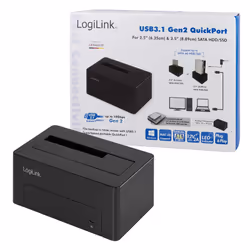 LogiLink QP0027 Station d'accueil de disques de stockage USB 3.2 Gen 2 (3.1 Gen 2) Type-C Noir