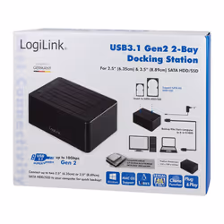 LogiLink QP0028 Station d'accueil de disques de stockage USB 3.2 Gen 2 (3.1 Gen 2) Type-C Noir