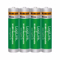 LogiLink LR03RB4, Batterie rechargeable, AAA, Hybrides nickel-métal (NiMH), 1,2 V, 4 pièce(s), 1000 mAh