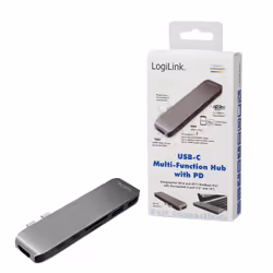 LogiLink UA0302 station d'accueil USB 3.2 Gen 1 (3.1 Gen 1) Type-C Aluminium, Noir