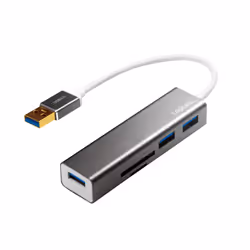 LogiLink UA0306, USB 3.2 Gen 1 (3.1 Gen 1) Type-A, Argent, Blanc, MicroSD (TransFlash), SD, USB 3.2 Gen 1 (3.1 Gen 1) Type-A, ...