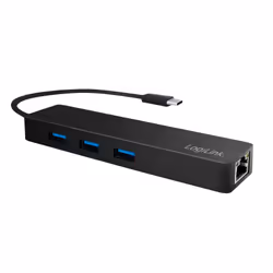 LogiLink UA0313, USB 3.2 Gen 1 (3.1 Gen 1) Type-C, Noir, RJ-45, USB 3.2 Gen 1 (3.1 Gen 1) Type-A, 319 mm, 29 mm, 15 mm
