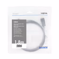 LogiLink UA0335 câble vidéo et adaptateur 1,8 m USB Type-C DisplayPort Noir