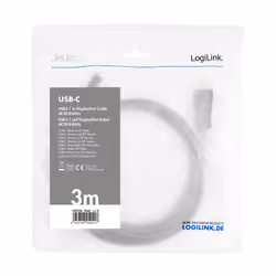 LogiLink UA0336 câble vidéo et adaptateur 3 m USB Type-C DisplayPort Noir