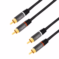 LogiLink CA1209, 2 x RCA, Mâle, 2 x RCA, Mâle, 10 m, Noir