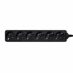 LogiLink LPS238B multiprise 1,5 m 6 sortie(s) CA Intérieure Noir