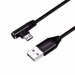 LogiLink CU0142, 0,3 m, USB A, Micro-USB B, USB 2.0, 480 Mbit/s, Noir