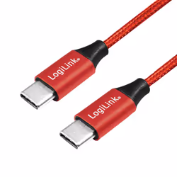 LogiLink CU0155, 0,3 m, USB C, USB C, USB 2.0, Noir, Rouge
