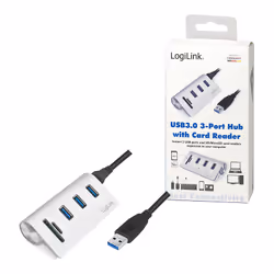 LogiLink CR0045 hub & concentrateur USB 3.2 Gen 1 (3.1 Gen 1) Type-A 5000 Mbit/s Argent - Vue supplémentaire 9