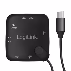 LogiLink UA0344 hub & concentrateur USB 2.0 Type-C Noir