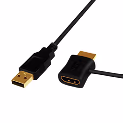 LogiLink CH0081, HDMI Type A (Standard), HDMI + USB, Mâle, Femelle, Droit, Droit