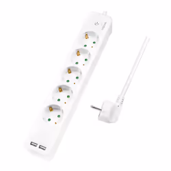 LogiLink LPS249U, 1,5 m, Intérieure, IP20, Blanc, 5 sortie(s) CA, 250 V