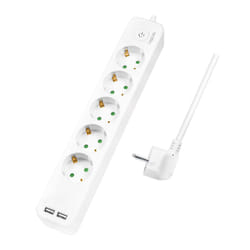 LogiLink LPS249U multiprise 1,5 m 5 sortie(s) CA Intérieure Blanc