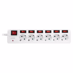 LogiLink LPS250 multiprise 1,5 m 6 sortie(s) CA Intérieure Blanc