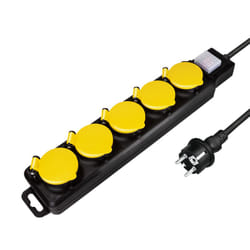LogiLink LPS255 multiprise 1,5 m 5 sortie(s) CA Extérieure Noir, Jaune