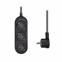 LogiLink LPS261 multiprise 1,5 m 3 sortie(s) CA Intérieure Noir, Blanc